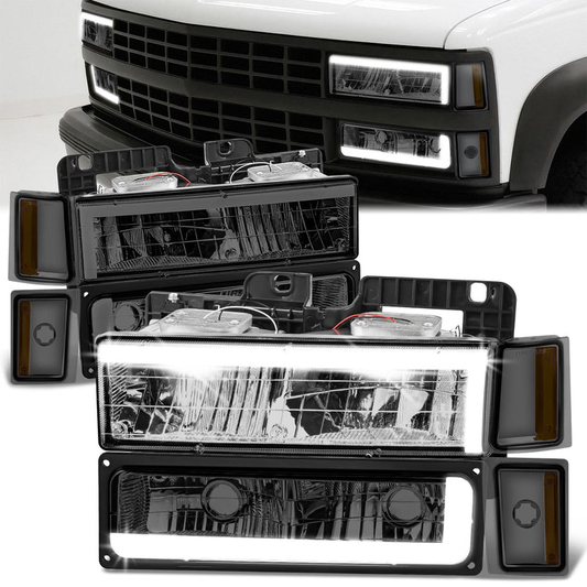 FAROS SMOKE LENS,AMBER REFLECTOR,CHROME HOUSING - 8PCS - LED BAR - 92-93 CHEVROLET BLAZER / 88-93 CHEVROLET C1500 / 92-93 CHEVROLET C1500 SUBURBAN / 88-93 CHEVROLET C2500 / 92-93 CHEVROLET C2500 SUBURBAN / 88-93 CHEVROLET C3500 / 88-93 CHEVROLET K1500 /