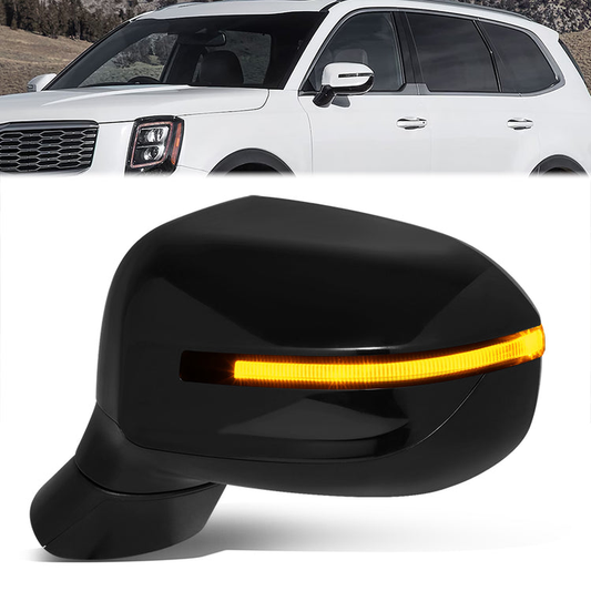 RETROVISOR MIRROR - OE STYLE - KIA TELLURIDE 2020-2024 - WITH POWER FOLD WITH HEATED GLASS WITH BLIND SPOT - DRIVER LEFT SIDE - BLACK