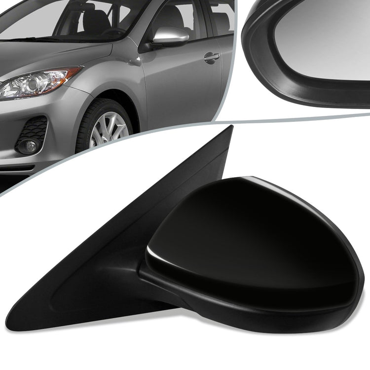 RETROVISOR MIRROR - OEM - 10-13 MAZDA 3 - POWERED - HEATED - PAINTABLE - BLACK - LEFT