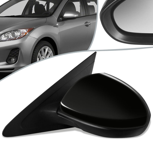 RETROVISOR MIRROR - OEM - 10-13 MAZDA 3 - POWERED - HEATED - PAINTABLE - BLACK - LEFT