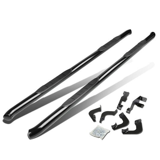 ESTRIBOS 3" - ROUND - 45 DEG - 05-20 TOYOTA TACOMA - DOUBLE CAB - BLACK