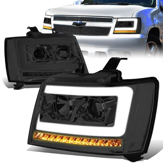 FAROS 07-13 CHEVY AVALANCHE, SUBURBAN 2500 / 07-14 CHEVY TAHOE, SUBURBAN 1500 - LED DRL - C-BAR - SMOKE HOUSING / CLEAR CORNER