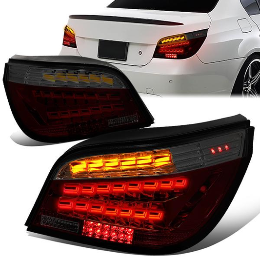 FAROS TRASEROS 08-10 BMW 525I, BMW 528I, 528I XDRIVE, BMW 530I, BMW 535I, 535I XDRIVE, BMW 550I, BMW M5 / 2008 BMW 535XI - FITS 4-DR MODELS ONLY - OLED SEQUENTIAL - RED / SMOKE