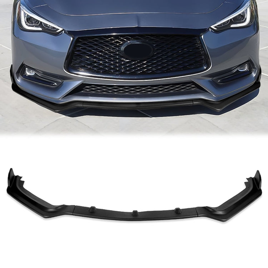 LIP FRONTAL 17-20 INFINITI Q60 COUPE - REQUIRES DRILLING BUMPER FOR INSTALLATION - 3PC - MATTE BLACK