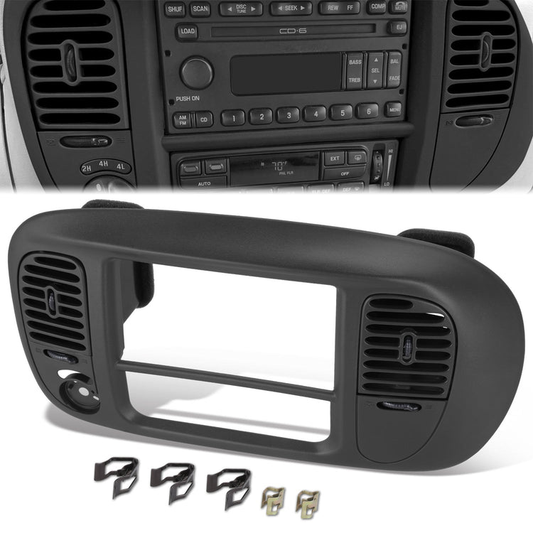 nan CENTER DASH RADIO SURROUND BEZEL TRIM PANEL - 97-03 FORD F-150 / 04 FORD F-150 HERITAGE / 97-02 FORD EXPEDITION - FITS 4WD MODELS - BLACK