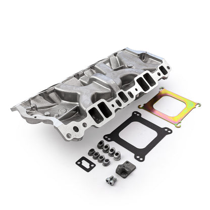 Chevy SBC 350 1957-95 (Non EGR) LowRise Aluminum Intake Manifold [Polished]