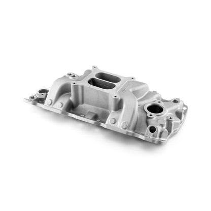 Chevy SBC 350 MidRise Aluminum Intake Manifold [Satin]
