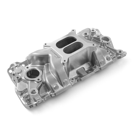 Chevy SBC 350 MidRise Aluminum Intake Manifold [Polished]