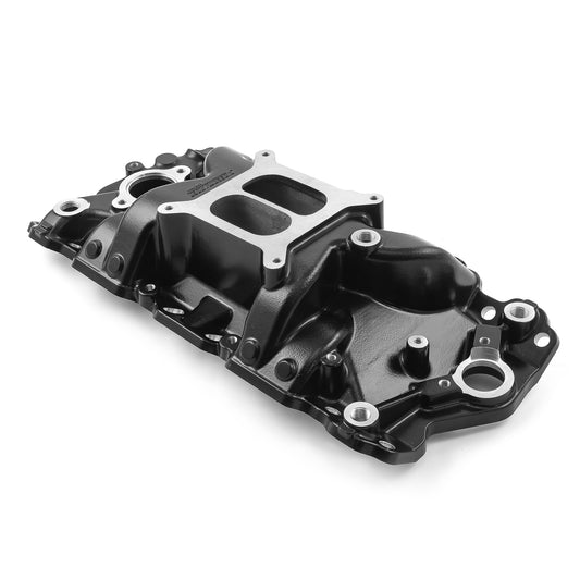 Chevy SBC 350 MidRise Aluminum Intake Manifold [Black]