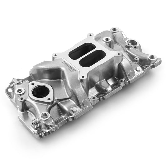 Chevy SBC 350 1957-95 (Non EGR) LowRise+ Aluminum Intake Manifold [Polished]