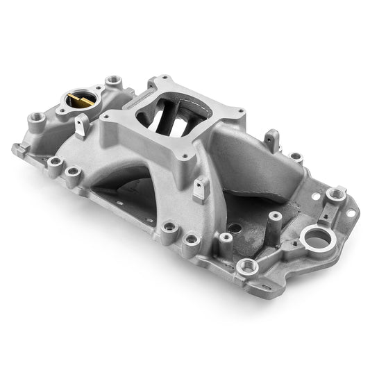 Chevy SBC 350 EFI 1957-95 Inj Ports HiRise Aluminum Intake Manifold [Satin]