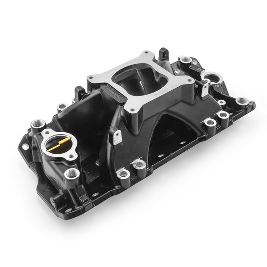 Chevy SBC 350 EFI 1957-95 Inj Ports HiRise Aluminum Intake Manifold [Black]