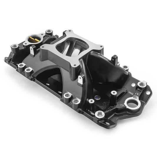 Chevy SBC 350 EFI 1957-95 Inj Ports HiRise Aluminum Intake Manifold [Black]
