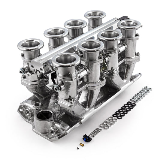 Chevy SBC 350 Downdraft EFI Stack Intake Manifold System Complete Polished