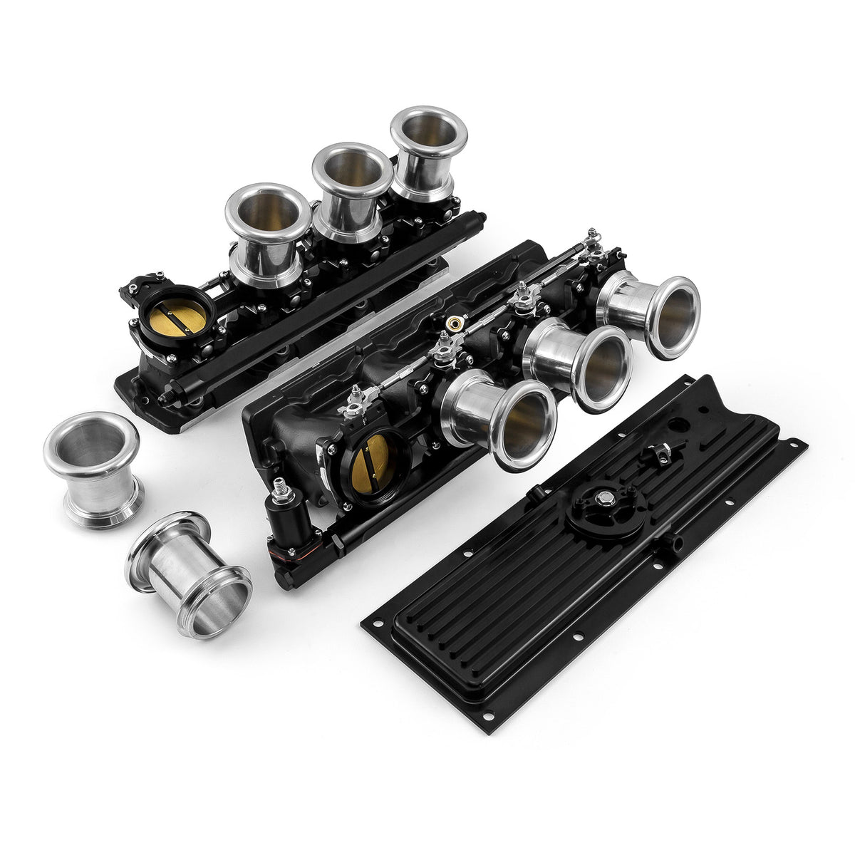 Chevy GM LS1 Downdraft EFI Stack Intake Manifold System Complete [Black]