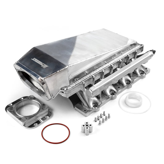 Ford 5.0L Coyote 2pc Fabricated Low Ram Air 98mm 4 Bolt EFI Intake Manifold Polished