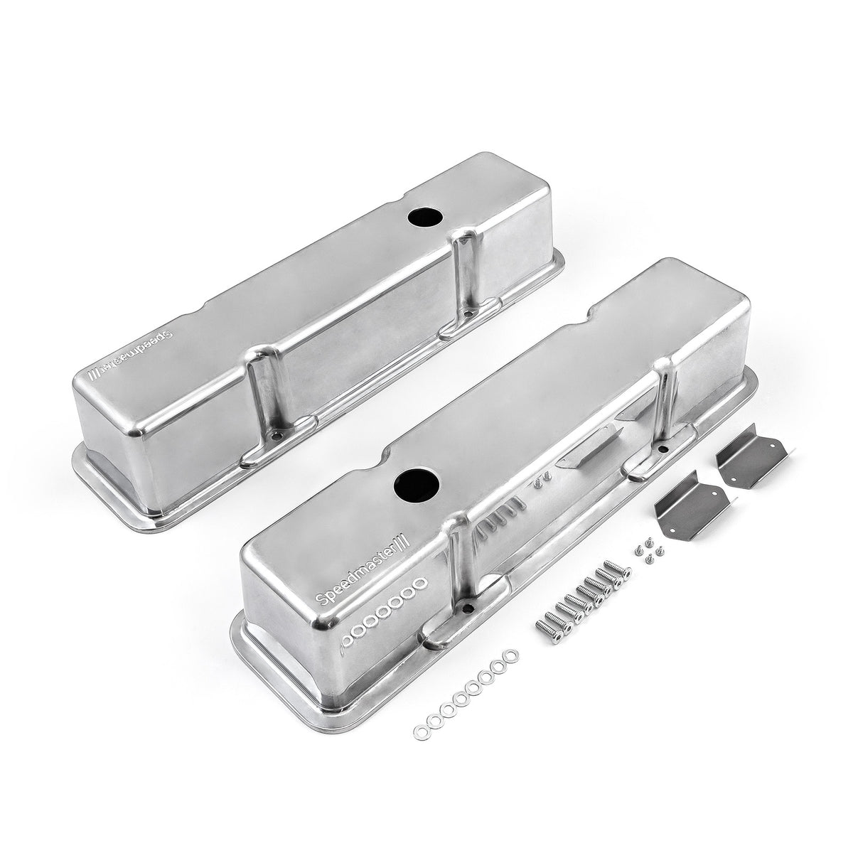 Chevy SBC 350 Aluminum Valve Covers Tall w/Hole [Polished]