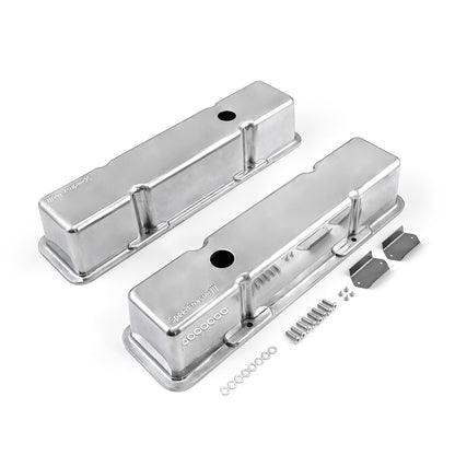 Chevy SBC 350 Aluminum Valve Covers Tall w/Hole [Polished]
