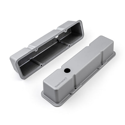 Chevy SBC 350 Aluminum Valve Covers Tall w/Hole [Silver]