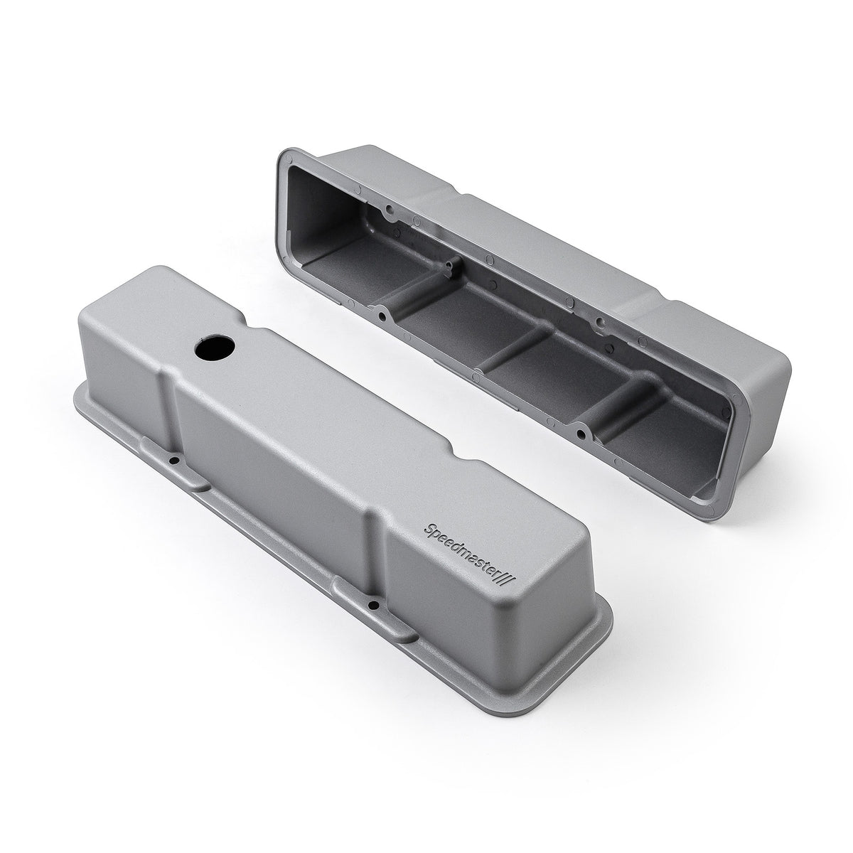 Chevy SBC 350 Aluminum Valve Covers Tall w/Hole [Silver]