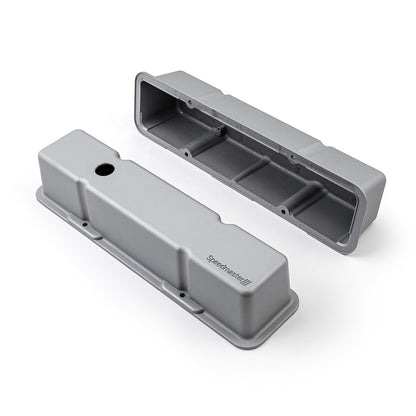 Chevy SBC 350 Aluminum Valve Covers Tall w/Hole [Silver]