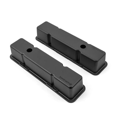 Chevy SBC 350 Aluminum Valve Covers Tall w/Hole [Black]