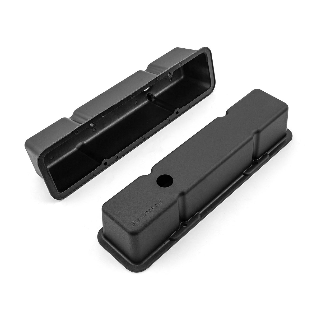 Chevy SBC 350 Aluminum Valve Covers Tall w/Hole [Black]