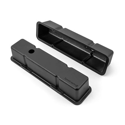 Chevy SBC 350 Aluminum Valve Covers Tall w/Hole [Black]