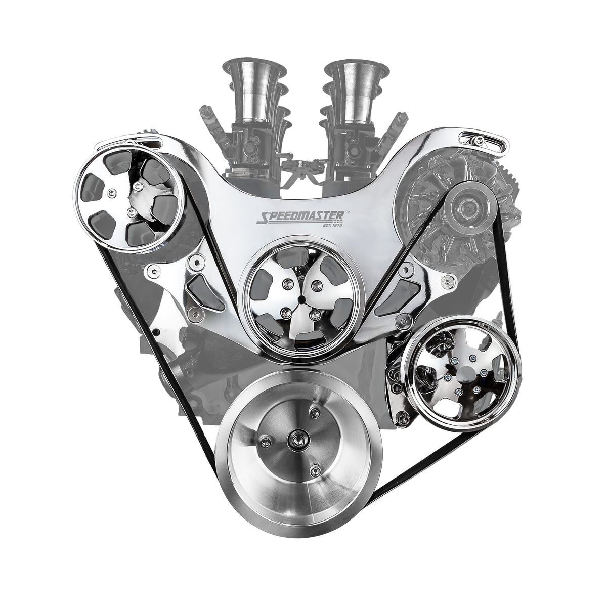 Chevy BBC 454 Aluminum Complete Serpentine Engine Pulley Kit [Polished]