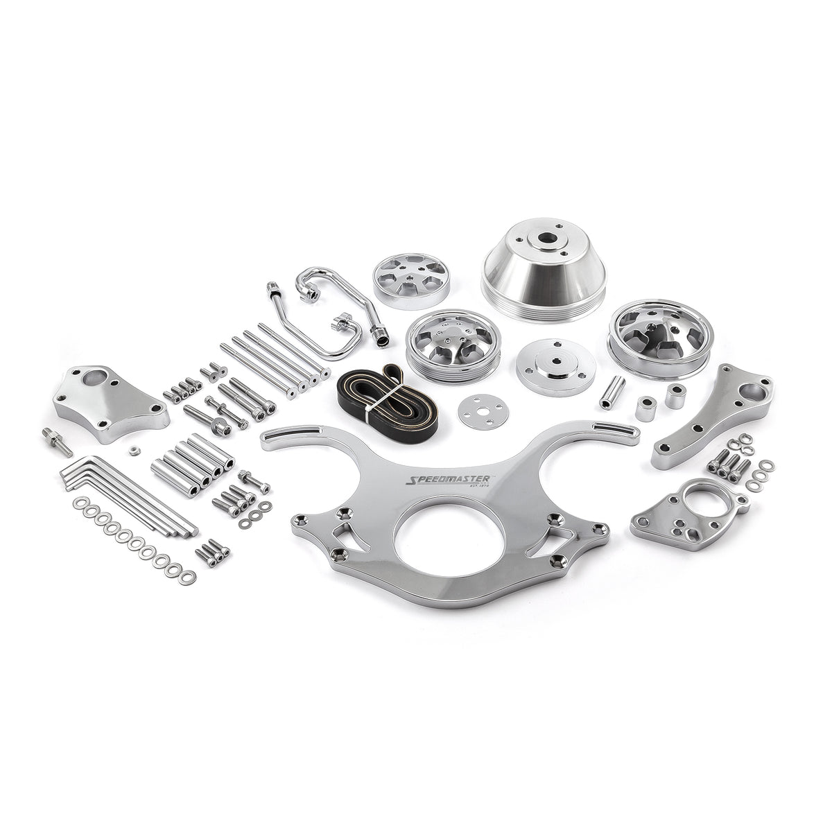 Chevy BBC 454 Aluminum Complete Serpentine Engine Pulley Kit [Polished]