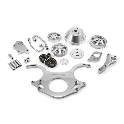 Chevy BBC 454 Aluminum Complete Serpentine Engine Pulley Kit [Polished]