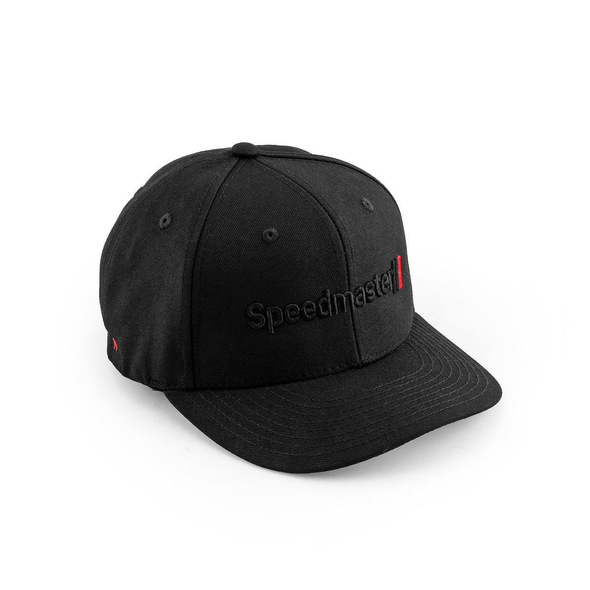 Speedmaster 6 Panel Snapback Cap [Black/Red Logo]