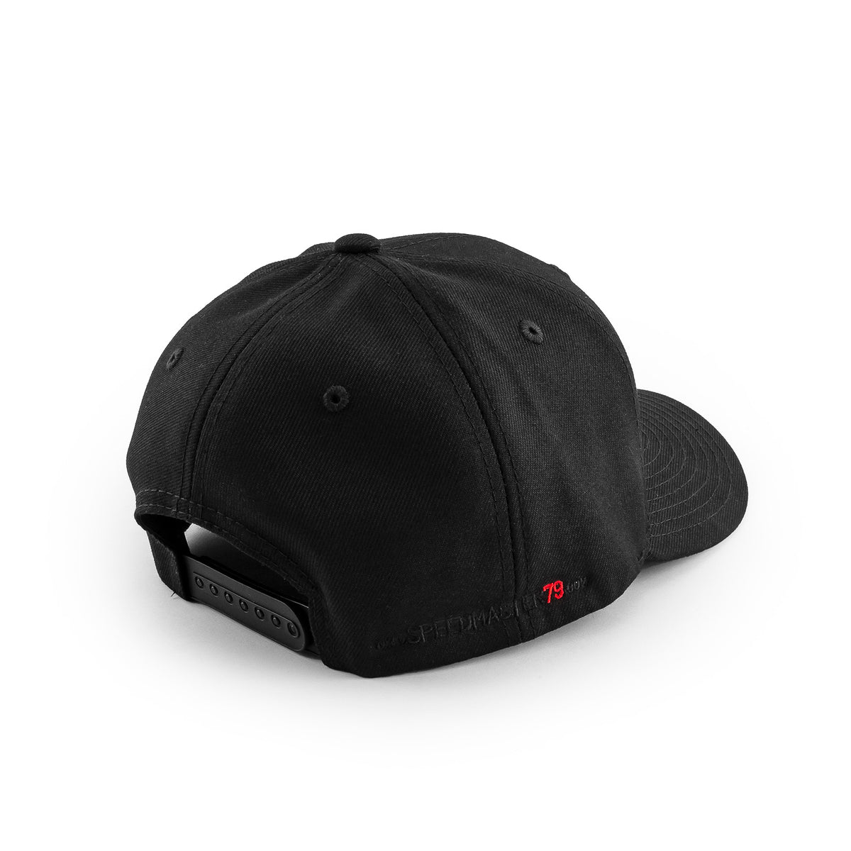 Speedmaster 6 Panel Snapback Cap [Black/Red Logo]