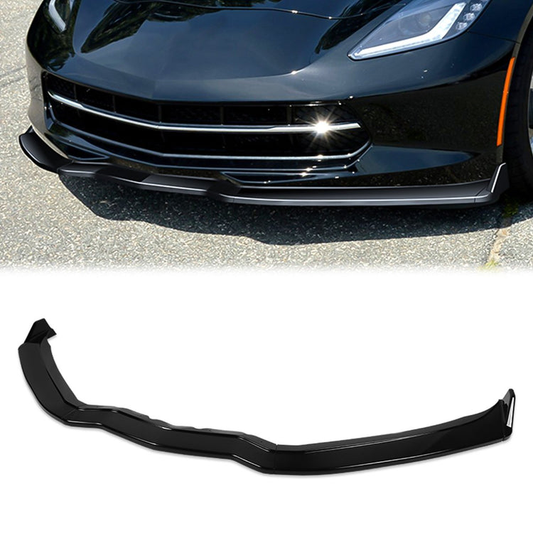 LIP FRONTAL 14-19 CHEVROLET CORVETTE - EXCLUDES ZR1 MODELS - REQUIRES DRILLING BUMPER FOR INSTALLATION - 3PC - PAINTED GLOSS BLACK