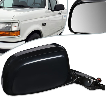 RETROVISOR MIRROR - OEM - 92-96 FORD BRONCO / 92-97 FORD F-150 - POWERED - PAINTABLE - BLACK - RIGHT