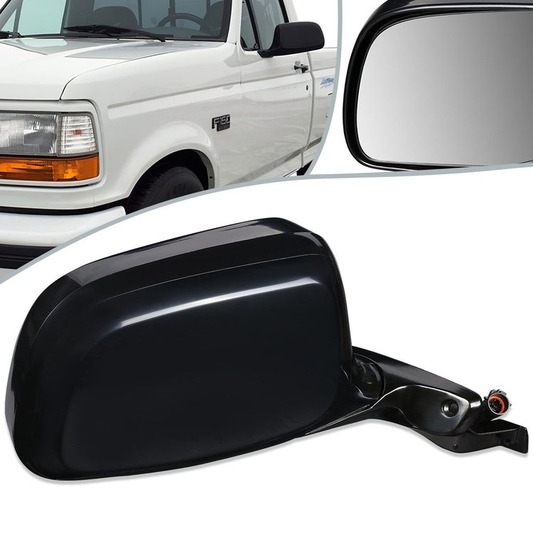 RETROVISOR MIRROR - OEM - 92-96 FORD BRONCO / 92-97 FORD F-150 - POWERED - PAINTABLE - BLACK - RIGHT
