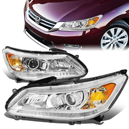 FAROS 13-15 HONDA ACCORD 4-DOOR - PROJECTOR - H11 LOW BEAM / 9005 HIGH BEAM - CHROME HOUSING / AMBER CORNER