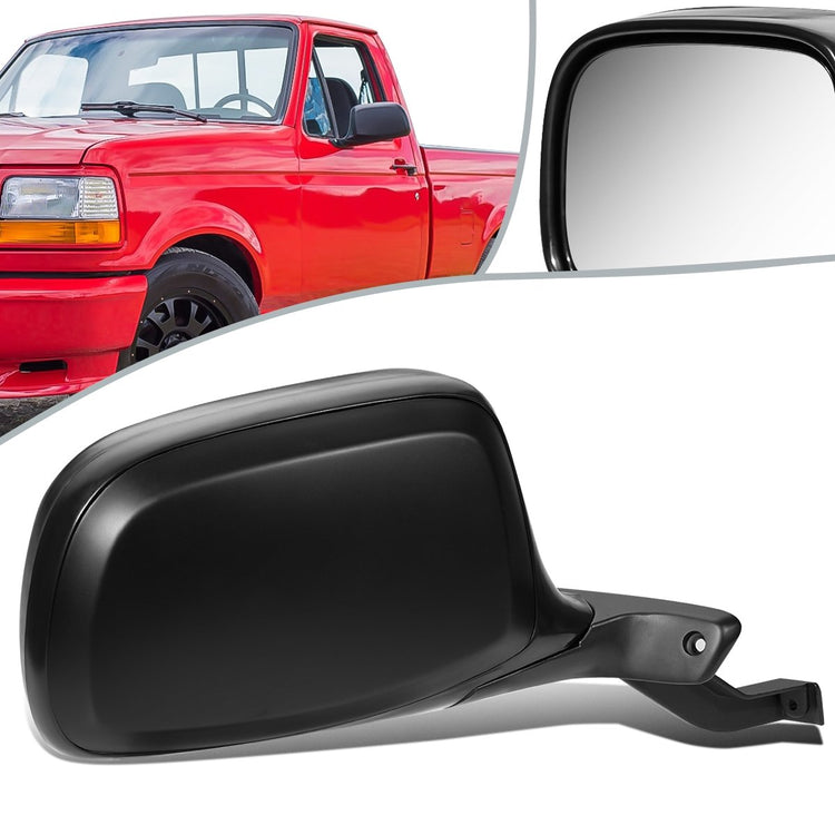 RETROVISOR MIRROR - OEM - 92-96 FORD F-150 - MANUAL - FOLDING - BLACK - RIGHT