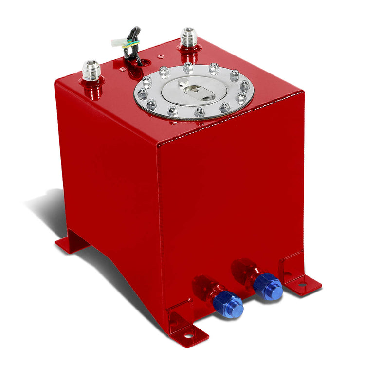 TANQUE DE GASOLINA FUEL CELL - GAS TANK WITH LEVEL SENDER - 2.5 GALLON - ALUMINUM - POLISHED CAP - RED