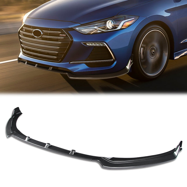 LIP FRONTAL 17-18 HYUNDAI ELANTRA - REQUIRES DRILLING BUMPER FOR INSTALLATION - 3PC - CARBON FIBER LOOK