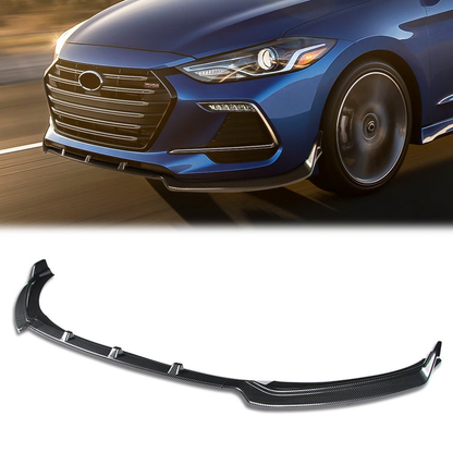 LIP FRONTAL 17-18 HYUNDAI ELANTRA - REQUIRES DRILLING BUMPER FOR INSTALLATION - 3PC - CARBON FIBER LOOK