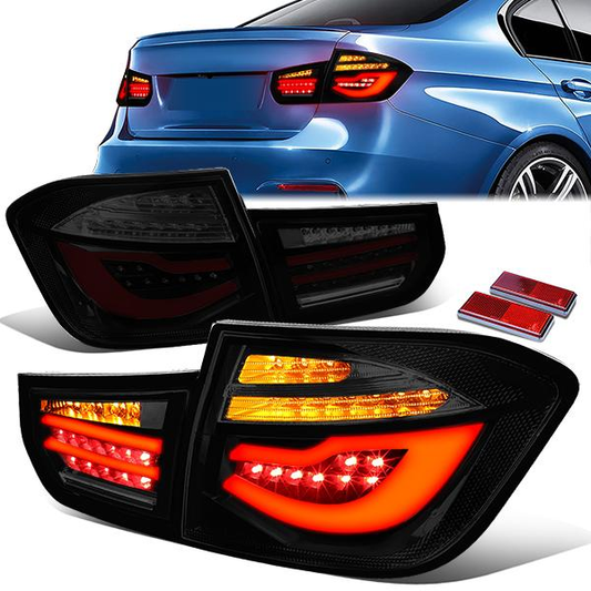 FAROS TRASEROS 12-13 BMW 325I 4-DR / 12-15 BMW 320I, 328I, 335I 4-DR / 14-15 BMW 328D 4-DR - 3D STRIP - LED - BLACK / SMOKE
