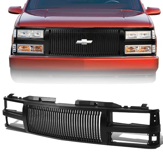 PARRILLA GRILLE - 94-98 CHEVY C1500, K1500 / 94-00 CHEVY C2500, C3500 , K2500, K3500 / 94-99 CHEVY SUBURBAN C1500, C2500, K1500, K2500 / 94 CHEVY BLAZER / 95-99 CHEVY TAHOE / 2000 CHEVY TAHOE - VERTICAL FENCE STYLE - ABS - BLACK