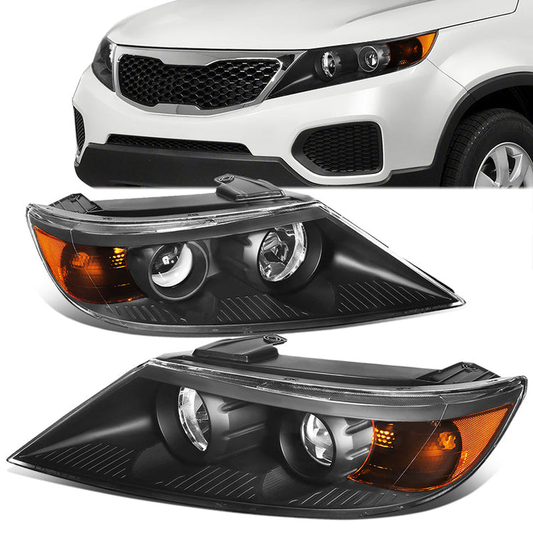 FAROS 11-13 KIA SORENTO - OE STYLE - H11 LOW BEAM / H1 HIGH BEAM / 2357A TURN SIGNAL - BLACK HOUSING / AMBER CORNER