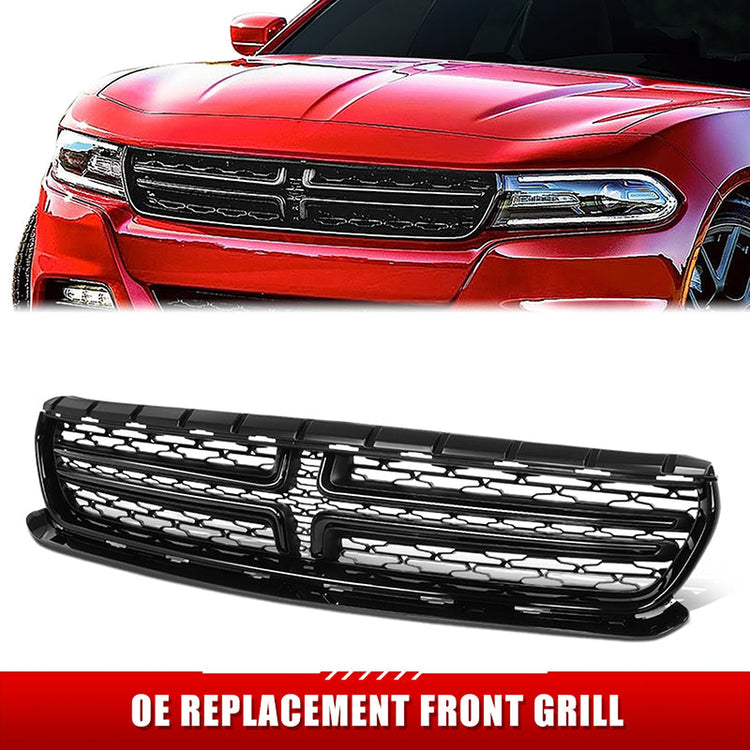 PARRILLA GRILLE - DG CHARGR 15-17/18-22/ GRILLE ASS'Y 15-22/ MAT-BLACK W/PAINTED BLACK MLDG/ (W/O HOOD SCOOP)