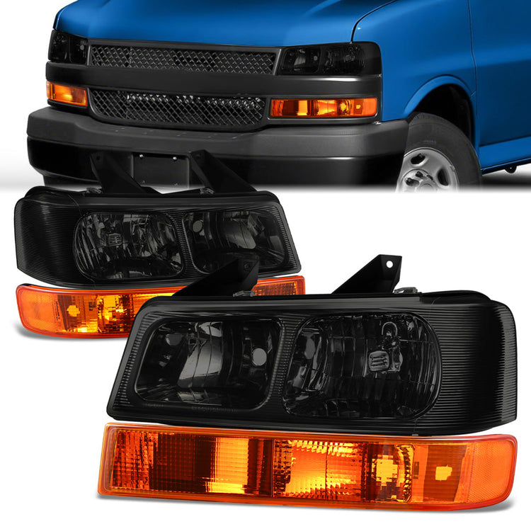 FAROS 4PCS - 03-14 CHEVROLET EXPRESS 1500 / 03-03 CHEVROLET EXPRESS 2500 / 03-23 CHEVROLET EXPRESS 3500 / 09-22 CHEVROLET EXPRESS 4500 / 03-14 GMC SAVANA 1500 / 03-23 GMC SAVANA 2500 / 03-23 GMC SAVANA 3500 / 09-22 GMC SAVANA 4500 - FITS MODELS WITH
