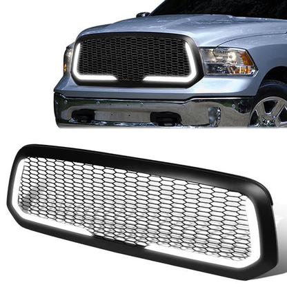 PARRILLA GRILLE - 13-18 DODGE RAM 1500 / 2018 DODGE RAM 1500 CLASSIC - DOES NOT FIT REBEL MODEL - HONEYCOMB MESH - W/ LED DRL LIGHT - LED'S REQUIRE WIRING INTO EXISTING LIGHTING - MATTE BLACK