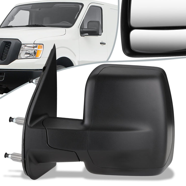 RETROVISOR MIRROR - OEM - 12-18 NISSAN CARGO VAN - POWERED - HEATED - FOLDING - W/ DUAL GLASS - TEXTURED - BLACK - LEFT