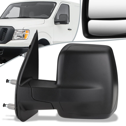 RETROVISOR MIRROR - OEM - 12-18 NISSAN CARGO VAN - POWERED - HEATED - FOLDING - W/ DUAL GLASS - TEXTURED - BLACK - LEFT