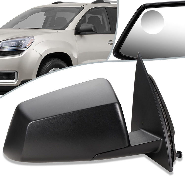 RETROVISOR MIRROR - OEM - 13-16 GMC ACADIA - POWERED - W/ ROUND BLIND SPOT GLASS - PAINTED - BLACK - RIGHT